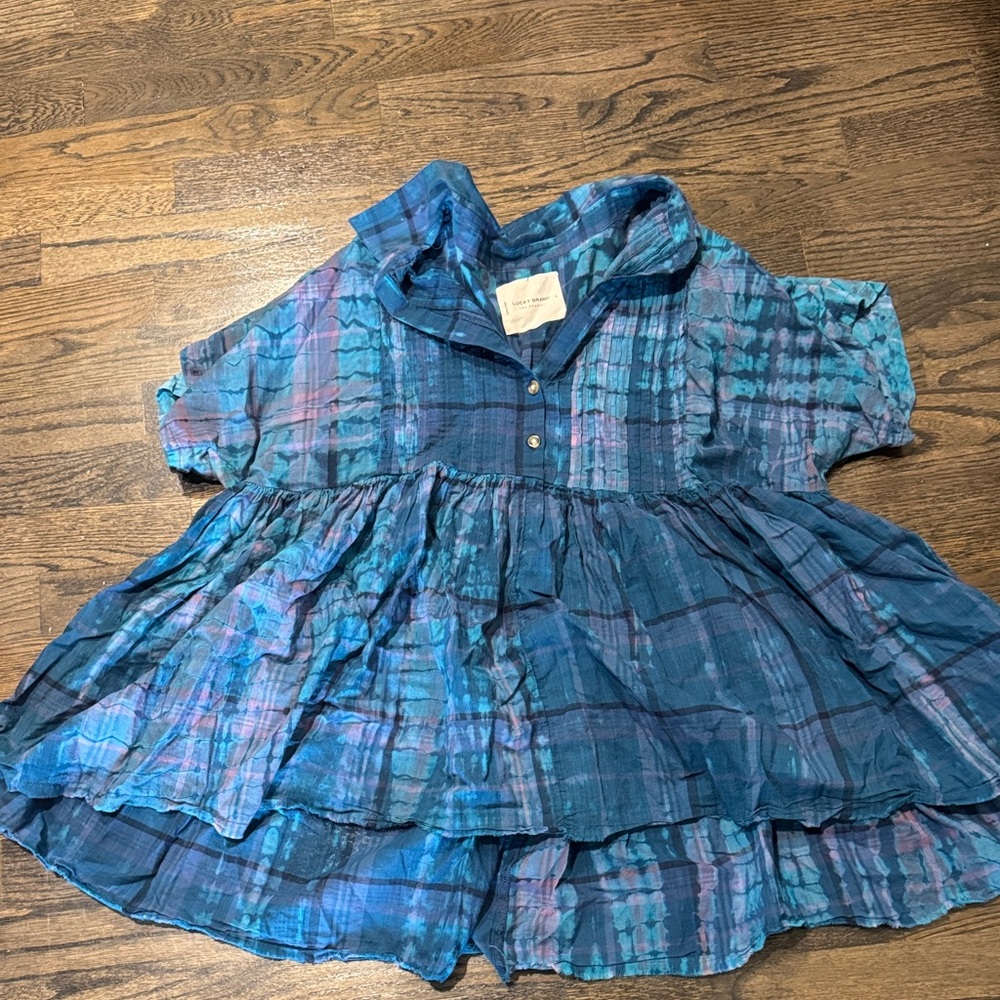 Lucky Brand Plaid Blouse in Blue and Purple